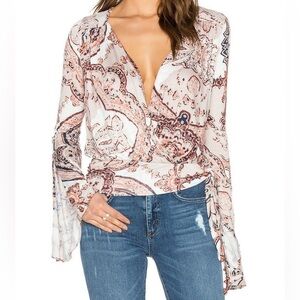 Free People Fiona Paisley Print Wrap Long Sleeve Top